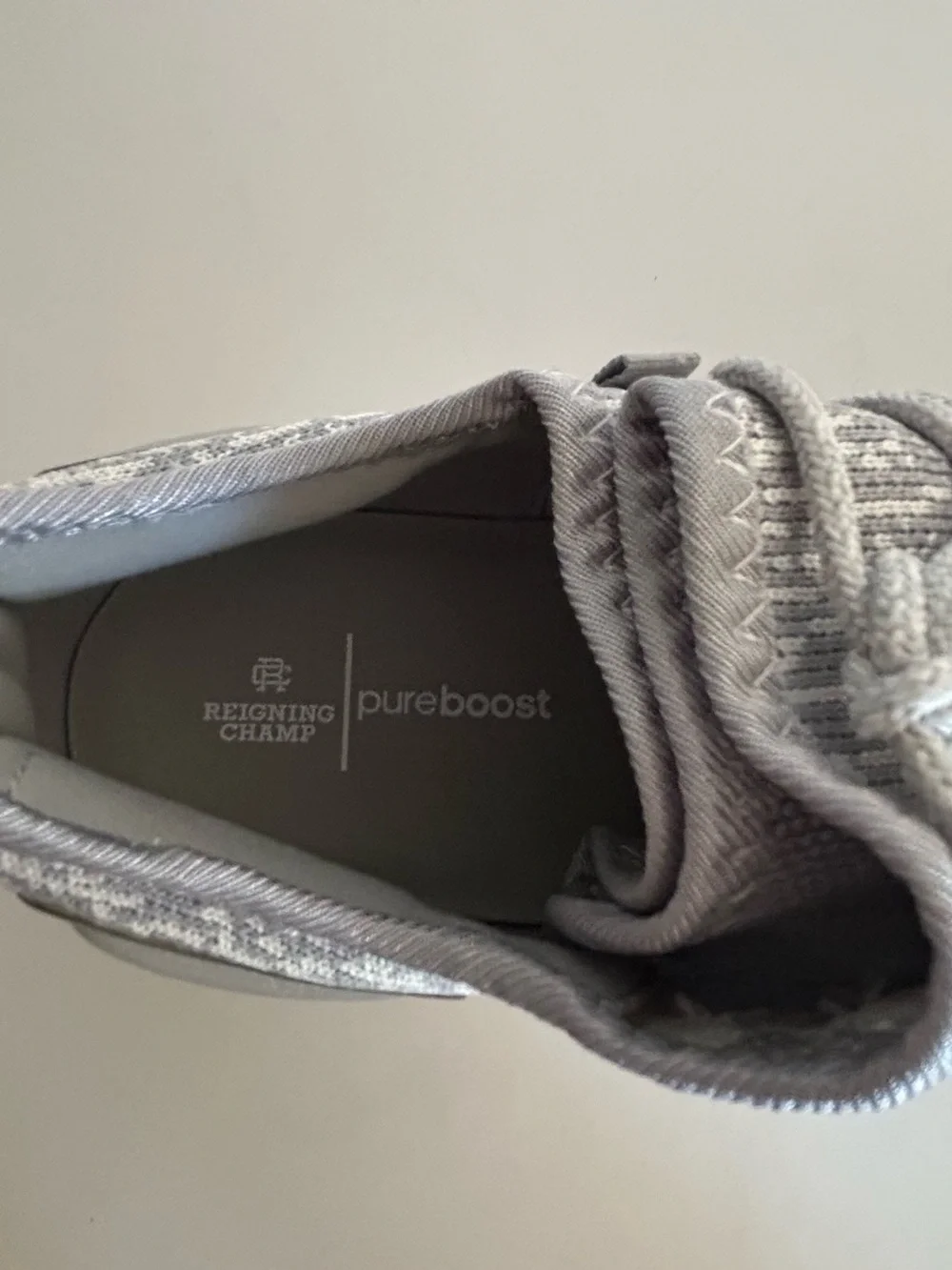 adidas White and Grey Pureboost Reigning Champ Running Shoes